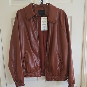 Zara Men's Rich Brown Bomber Jacket